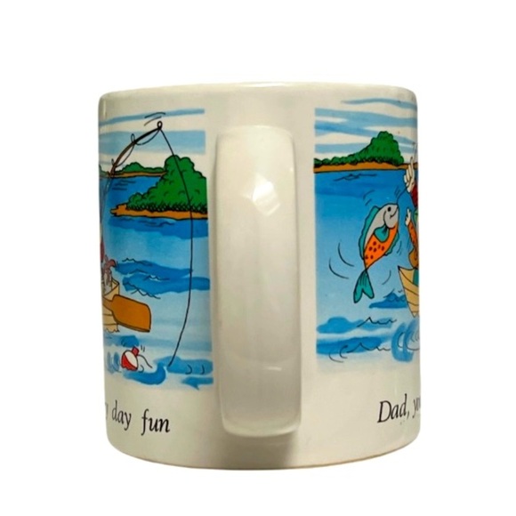 Vintage DAD YOU MAKE EVERY DAY FUN 🐟 Fishing Themed Mug with Cartoon Design - Picture 2 of 5